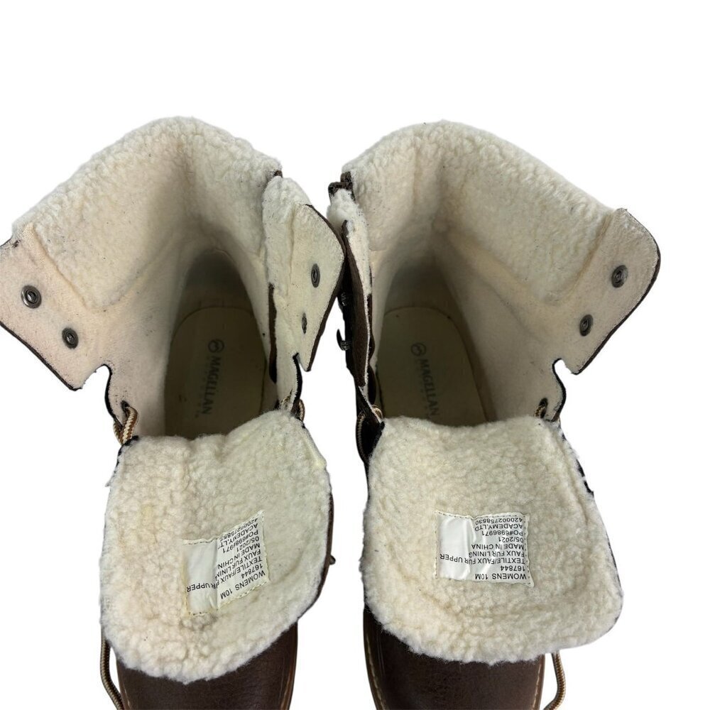Magellan Outdoors Faux Suede Fur Lined Lace-Up Boots – Brown, Size 10M - Picture 7 of 13